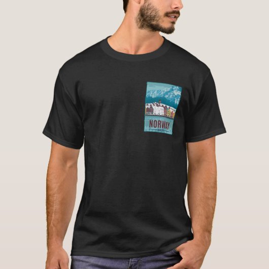 ベルゲン ノルウェー 旅行ポスター Tシャツ (正面)