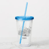 ベルゲン ノルウェー 風景 美しい 線画 アクリルタンブラー (裏面)