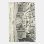 ベルサイユの庭にある噴水の油絵 キッチンタオル (縦)