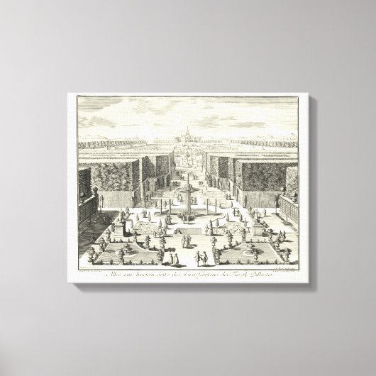 ベルサイユの庭にある噴水の油絵 キャンバスプリント (正面)