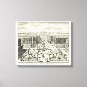 ベルサイユの庭にある噴水の油絵 キャンバスプリント