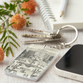 ベルサイユの庭にある噴水の油絵 キーホルダー (正面右)