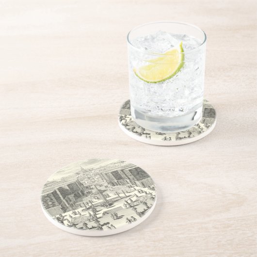 ベルサイユの庭にある噴水の油絵 コースター (側面)