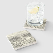 ベルサイユの庭にある噴水の油絵 ストーンコースター (横)