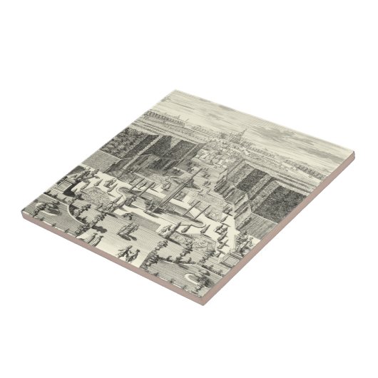 ベルサイユの庭にある噴水の油絵 タイル (側面)