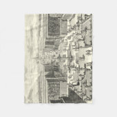 ベルサイユの庭にある噴水の油絵 フリースブランケット (正面)