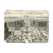 ベルサイユの庭にある噴水の油絵 マグネット (横)