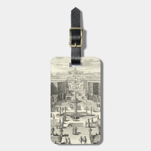 ベルサイユの庭にある噴水の油絵 ラゲッジタグ (正面縦)