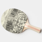 ベルサイユの庭にある噴水の油絵 卓球ラケット (横)