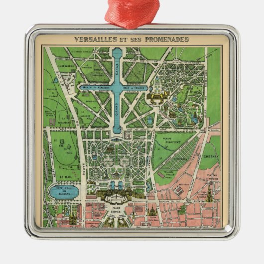 ベルサイユの庭園、復元されたヴィンテージのクリスマス メタルオーナメント (正面)