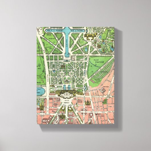 ベルサイユの庭園、1920年ヴィンテージ復元 キャンバスプリント (正面)