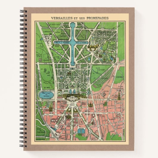 ベルサイユの庭園、1920年ヴィンテージ復元 ノートブック (正面)