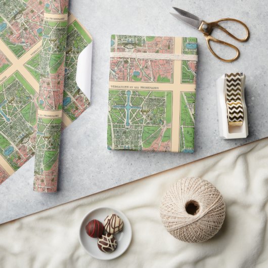 ベルサイユの庭園、1920年ヴィンテージ復元 ラッピングペーパー (クラフト)