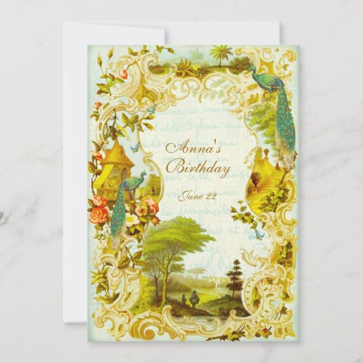 ベルサイユピーコック庭園の結婚式またはイベント 招待状 (正面)