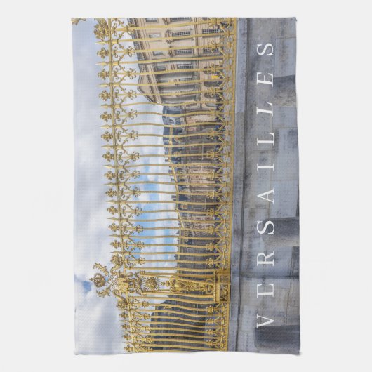 ベルサイユ宮殿の手すりビュー茶タオル キッチンタオル (縦)