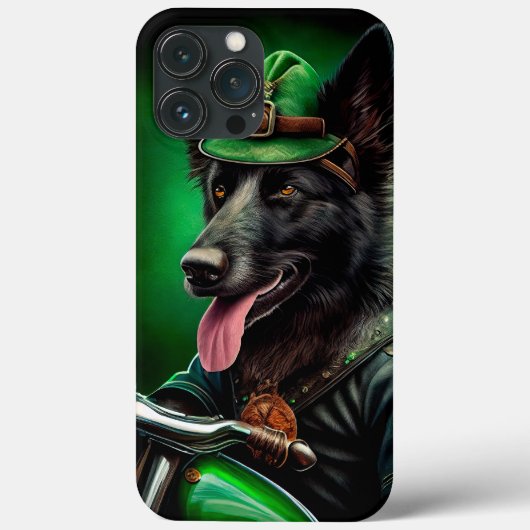 ベルジアンシェパードの自転車運転 セントパトリックデー Case-Mate iPhoneケース (裏面)
