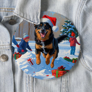 ベルジアンマリノアのクリスマス スノーシーン 缶バッジ