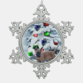 ベルジアンマリノアのクリスマス スノーフレークピューターオーナメント