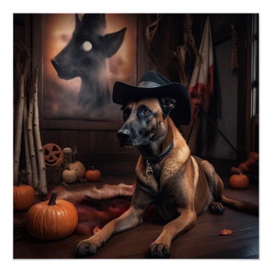 ベルジアンマリノア カボチャ ハロウィン スケアリー ポスター (正面)