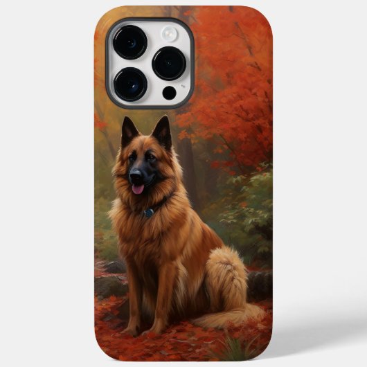 ベルジアン・シェパードと落ちる紅葉にインスパイアされたデザイン Case-Mate iPhoneケース (裏面)