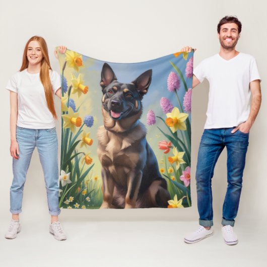 ベルジャンマリノア 春の花の絵画 フリースブランケット (インサイチュ)
