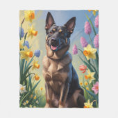 ベルジャンマリノア 春の花の絵画 フリースブランケット (正面)