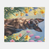 ベルジャンマリノア 春の花の絵画 フリースブランケット (正面(横))