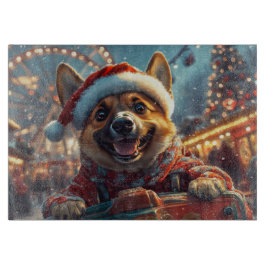 ベルジャン・マリノア・ドッグ・ジェットコースター・クリスマス カッティングボード