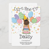 ベルジュブリュッセルグリフォン切り抜き耳バースデーパーティー 招待状 (正面/裏面)