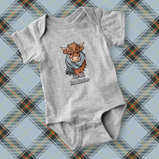 ベルスカーフ付きハイランド牛タータンチェック ベビーボディスーツ