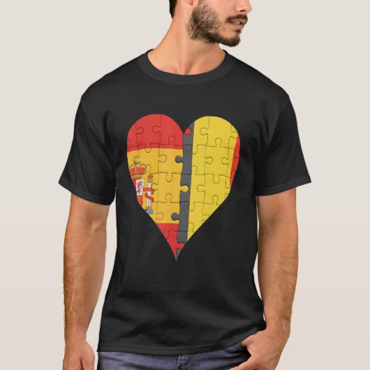ベルスペインのジャン国旗のハート Tシャツ (正面)