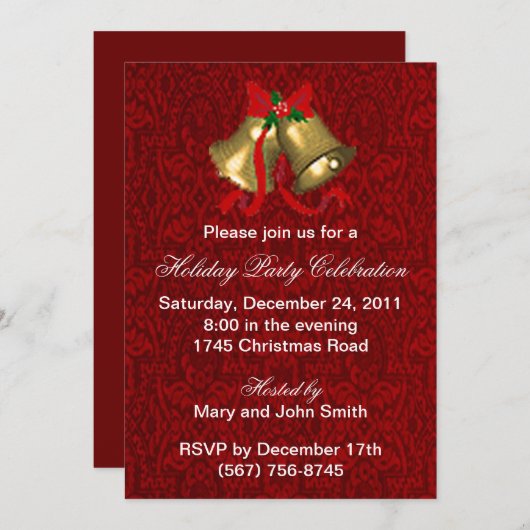 ベルズクリスマスパーティの招待状 招待状 (正面/裏面)