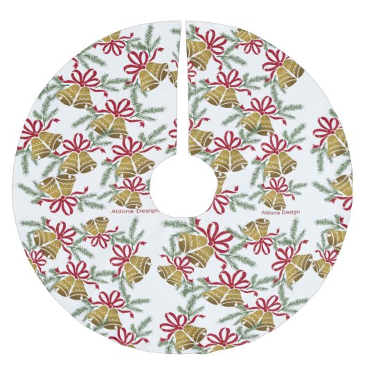 ベルズパターンクリスマスツリースカート ブラッシュドポリエステルツリースカート (正面)