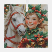 ベルズホリーアンドホースクリスマス小妖精や小人 ガラスオーナメント (裏面)