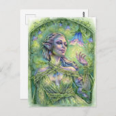 ベルズポストカード妖精小妖精や小人グリーンフォレストフラワーファンタジー ポストカード (正面/裏面)