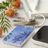 ベルセロナブルーパームツリーデジタグランジルアートデザイン キーホルダー (正面右)