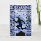 ベルタン恵み紫色の角のある男のシルエット カード (正面)