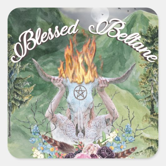 ベルタン火災儀式の森のシーンホリデー異教の スクエアシール (正面)