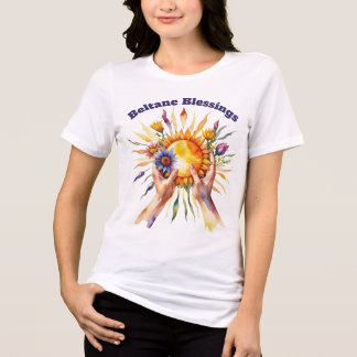 ベルテインの夏の花と太陽のサバット祝福 トライブレンドＴシャツ