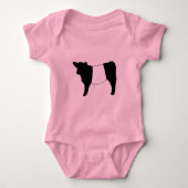 ベルテカッコいいッドガロウェイ牛レアカウベルティステア ベビーボディスーツ (正面)