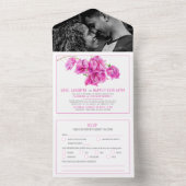 ベルテッドウェディングパーティーピンクブーゲンビリア オールインワン招待状 (内側)