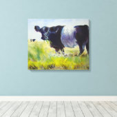 ベルテッドガロウェイ絵画牛 キャンバスプリント (インサイチュ (ウッドフロア))
