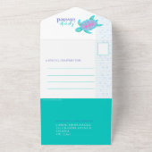 ベルテッドベビーシャワー水色タートルアクア オールインワン招待状 (外側)