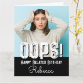 ベルテッド誕生日フォト名前をカスタムするカード カード (黄色い花)