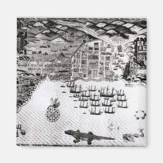 ベルデ岬、サンチアゴ、1589 マグネット (正面)