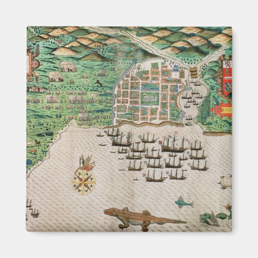 ベルデ岬、サンチアゴ、1589 2 マグネット (正面)