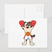 ベルトとボクシンググローブを着けたボクシングチャンピオンの犬 ポストカード (正面/裏面)
