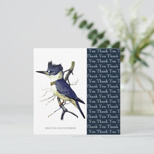 ベルトを付けられたカワセミの鳥の恋人のアートワークのカスタム サンキューカード (スタンド正面)