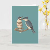 ベルトを付けられたカワセミ	 (Alcedoのalcyon) カード (黄色い花)