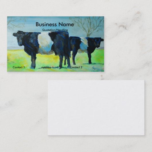 ベルトを付けられたギャロウェーは絵画の名刺を脅かします 名刺 (正面/裏面)